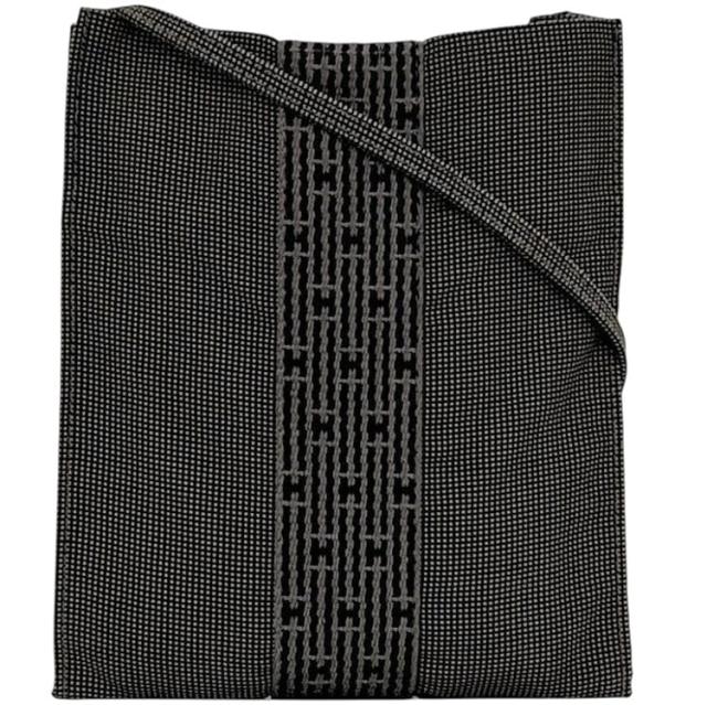 エルメス ショルダーバッグ エールポシェット グレー エールライン クロスボディ キャンバス 中古 HERMES ミニバッグ ポシェット エール ミニ 灰色 メンズ レディース 男女兼用 定番 人気 ヴィンテージ 斜め掛け シンプル