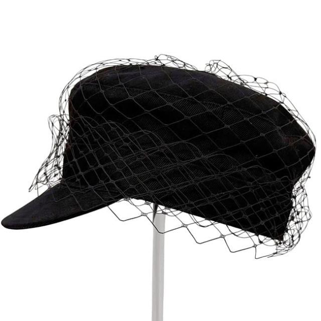 クリスチャン ディオール 帽子 チュール キャスケット ブラック 86ATY920G130 美品 56 キャンバス 中古 Christian Dior ハット ロゴ 刺繍 CD ロゴ金具 レース 黒 レディース 女性 シンプル アパレル_2
