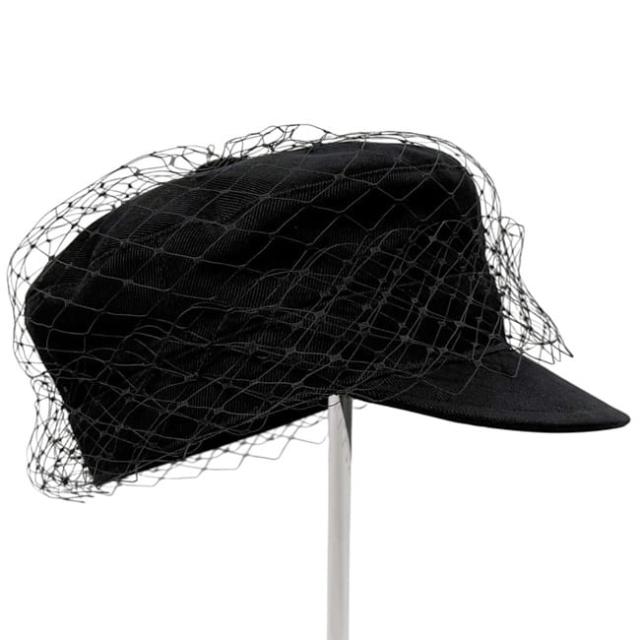 クリスチャン ディオール 帽子 チュール キャスケット ブラック 86ATY920G130 美品 56 キャンバス 中古 Christian Dior ハット ロゴ 刺繍 CD ロゴ金具 レース 黒 レディース 女性 シンプル アパレル_4