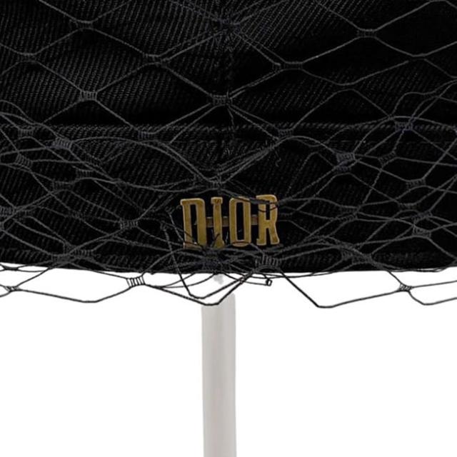 クリスチャン ディオール 帽子 チュール キャスケット ブラック 86ATY920G130 美品 56 キャンバス 中古 Christian Dior ハット ロゴ 刺繍 CD ロゴ金具 レース 黒 レディース 女性 シンプル アパレル_7