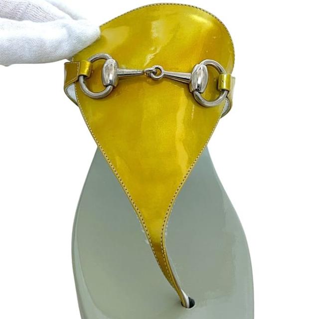 グッチ サンダル ゴールド ライトブルー ホースビット 106 3011 美品 25.0cm ウッド レザー 中古 GUCCI アパレル レディース シューズ ロゴ 金具 水色 レディース 女性 ヴィンテージ シルバー金具 シンプル