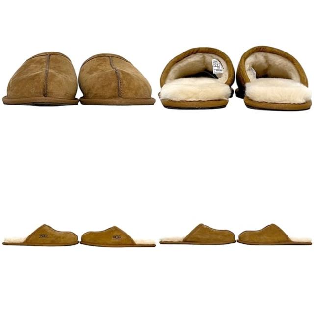 アグ スリッパ スカッフ キャメル ブラウン chestnut 1101111 美品 27.0cm スエード ウール シープスキン 中古 F27115F UGG メンズ ルームシューズ 室内履き ファー 革 ロゴ 茶色 ファーシューズ
