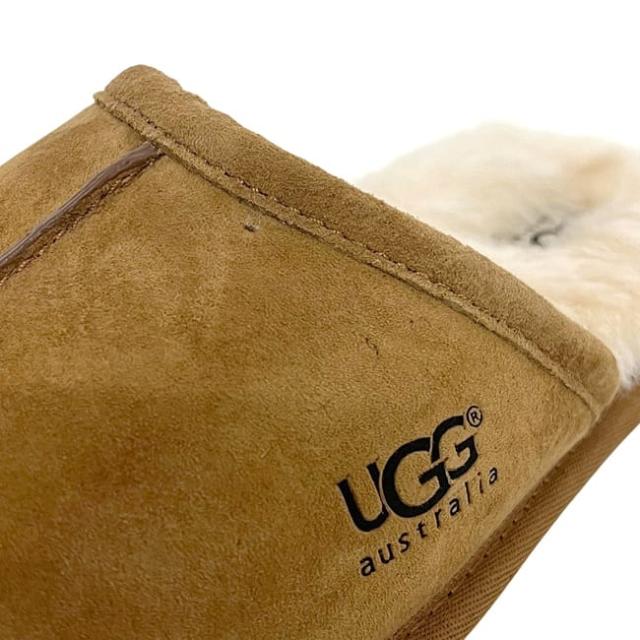 アグ スリッパ スカッフ キャメル ブラウン chestnut 1101111 美品 27.0cm スエード ウール シープスキン 中古 F27115F UGG メンズ ルームシューズ 室内履き ファー 革 ロゴ 茶色 ファーシューズ
