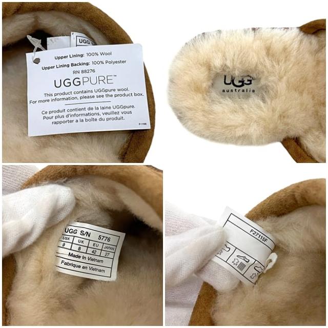アグ スリッパ スカッフ キャメル ブラウン chestnut 1101111 美品 27.0cm スエード ウール シープスキン 中古 F27115F UGG メンズ ルームシューズ 室内履き ファー 革 ロゴ 茶色 ファーシューズ