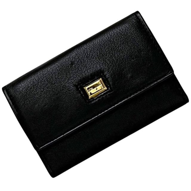 サルヴァトーレフェラガモ 6連 キーケース ブラック 22 4548 美品 レザー 中古 Salvatore Ferragamo ホック ロゴ プレート 鍵 ホルダー 黒 メンズ レディース 男女兼用 箱付き ヴィンテージ ゴールド金具