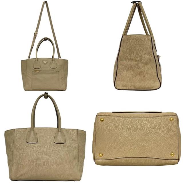 プラダ 2way バッグ ベージュ SABBIA BN2795 美品 レザー ヴィッテロダイノ 中古 204 PRADA ハンドバッグ クロスボディ ショルダーバッグ 三角 ロゴ プレート レディース メンズ シンプル ヴィンテージ_1