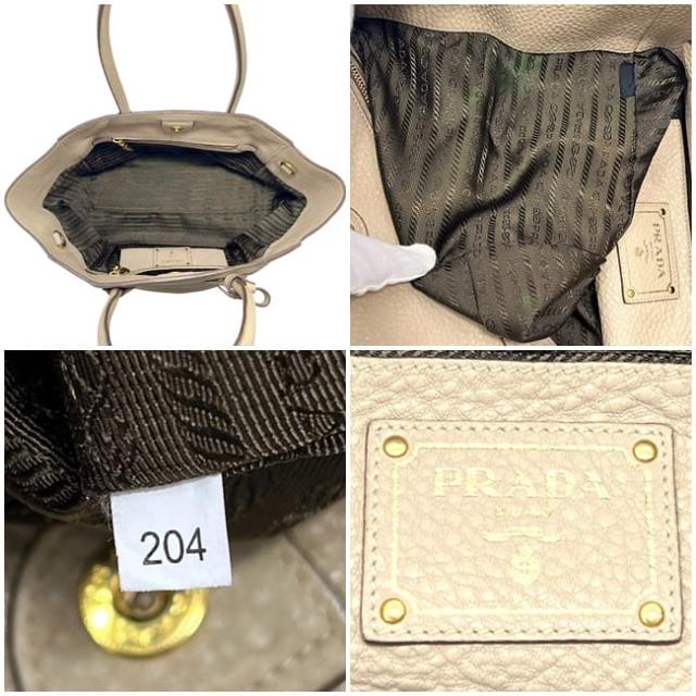 プラダ 2way バッグ ベージュ SABBIA BN2795 美品 レザー ヴィッテロダイノ 中古 204 PRADA ハンドバッグ クロスボディ ショルダーバッグ 三角 ロゴ プレート レディース メンズ シンプル ヴィンテージ_2