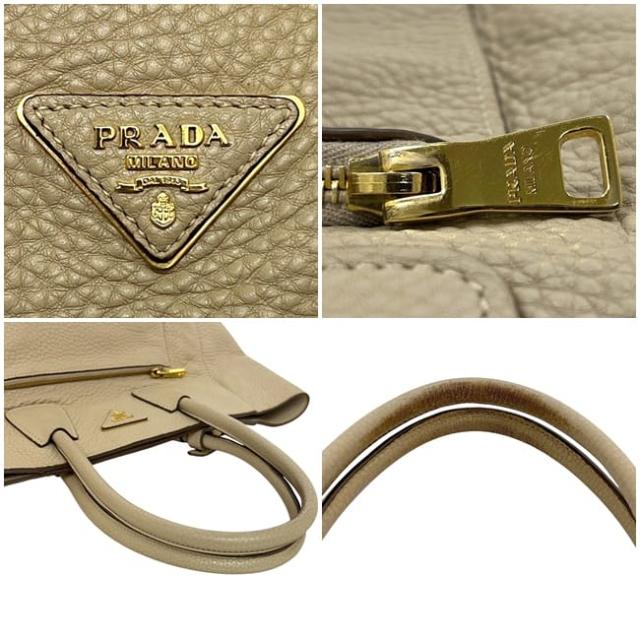 プラダ 2way バッグ ベージュ SABBIA BN2795 美品 レザー ヴィッテロダイノ 中古 204 PRADA ハンドバッグ クロスボディ ショルダーバッグ 三角 ロゴ プレート レディース メンズ シンプル ヴィンテージ_4