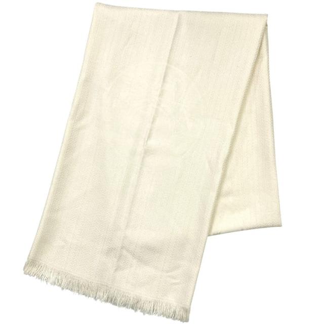 エルメス ストール ホワイト ベージュ リブリス 美品 クリーニング済み カシミア 65% シルク 35% 中古 HERMES フリンジ 白 ロゴ レディース メンズ 男女兼用 アパレル シンプル ひざ掛け ショール カシミヤ