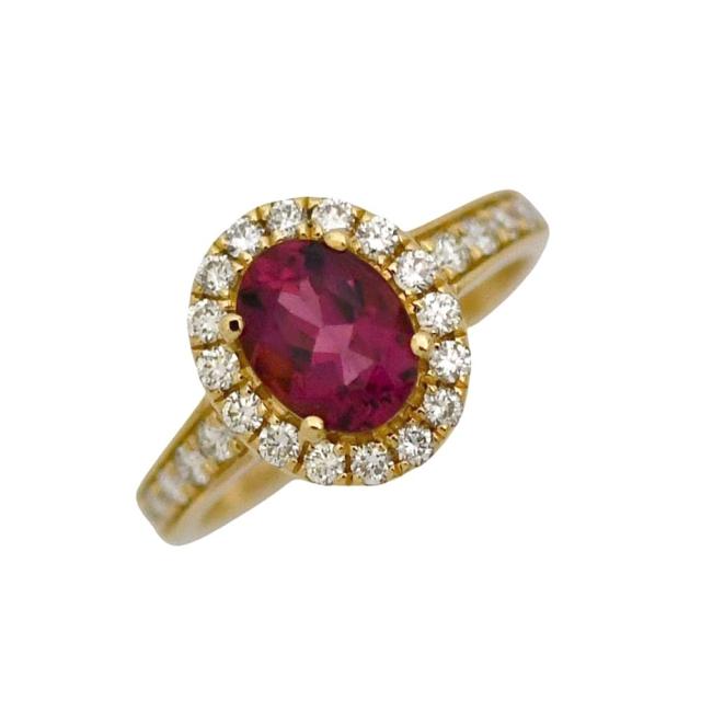 リング イエローゴールド YG 指輪 JP12号 新品 仕上げ済み K18 750 ロードライトガーネット ダイヤモンド Sランク 宝石 1ct 色石 ダイヤ 金 地金 ジュエリー アクセサリー レディース 定番 人気 大粒 ガーネット