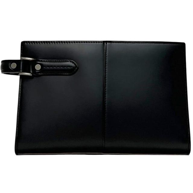 コンプレックスガーデン 青木鞄 セカンドバッグ ブラック 枯淡 16 3680 美品 レザー 中古 COMPLEX GARDENS AOKI.CO.,LTD. クラッチバッグ 黒 ファスナー ハンドル ストラップ 本革 カーフレザー