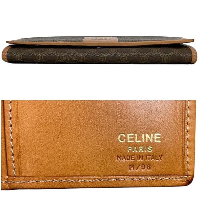 セリーヌ 二つ折り がま口 長財布 ブラウン マカダム 財布 ガマグチ PVC レザー 中古 M/96 CELINE ロゴ 総柄 がまぐち ロング ウォレット 箱付き 茶色 レディース メンズ 定番 人気 ヴィンテージ シンプル ホック セリーヌ 二つ折り がま口 長財布 ブラウン マカダム 財布 ガマグチ