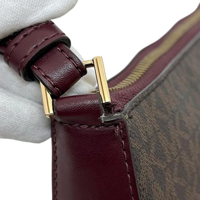 マイケルコース ショルダーバッグ ジェットセット ブラウン ボルドー 35S1GTVC3B 美品 ポーチ付き PVC レザー 中古 MICHAEL KORS クロスボディ 茶色 ポーチ付き ファスナー レディース 定番 人気 斜め掛け マイケルコース ショルダーバッグ ジェットセット ブラウン ボルドー
