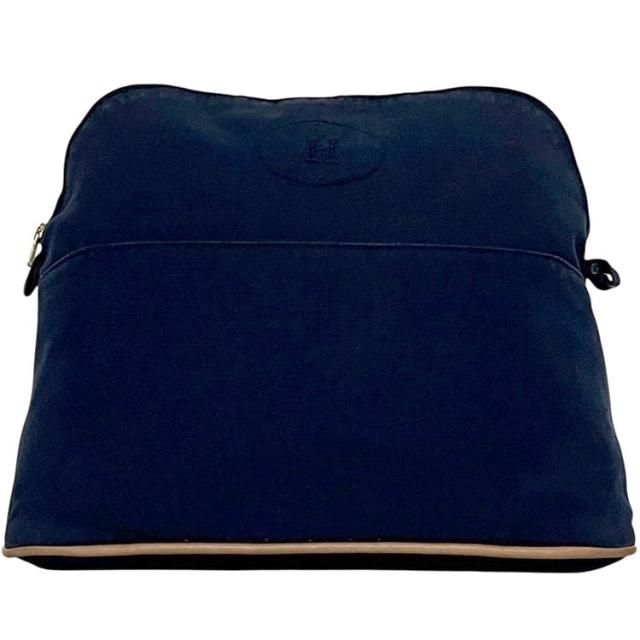 エルメス ポーチ ＧＭ ネイビー ボリード クラッチバッグ コットン 中古 HERMES ファスナー Ｈロゴ 刺繍 セカンドバッグ 小物入れ 紺色 シンプル ヴィンテージ メンズ レディース 男女兼用 定番 人気 キャンバスポーチ