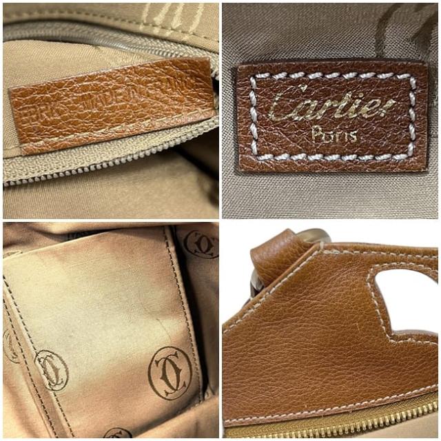 カルティエ ハンドバッグ マルチェロ ブラウン 美品 レザー 中古