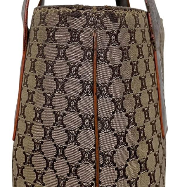 セリーヌ トートバッグ ベージュ ブラウン マカダム 軽い ナイロン レザー 中古 ST 00/36 CELINE ロゴ 総柄 縦長 書類 a4 茶色 メンズ レディース 定番 人気シンプル ヴィンテージ キャンバスバッグ 通勤 通学_5