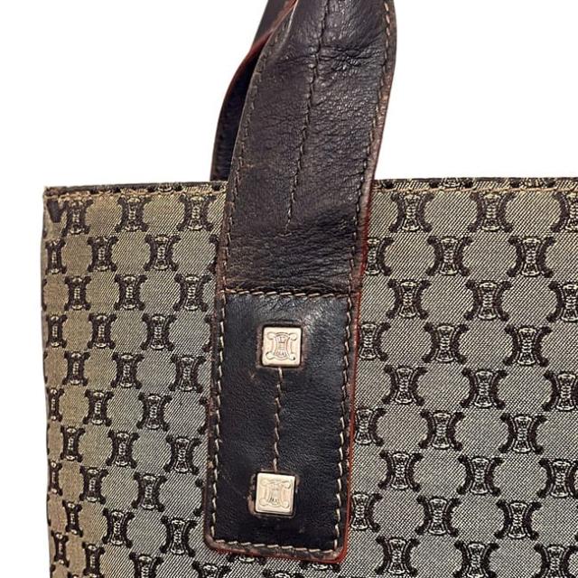 セリーヌ トートバッグ ベージュ ブラウン マカダム 軽い ナイロン レザー 中古 ST 00/36 CELINE ロゴ 総柄 縦長 書類 a4 茶色 メンズ レディース 定番 人気シンプル ヴィンテージ キャンバスバッグ 通勤 通学_6
