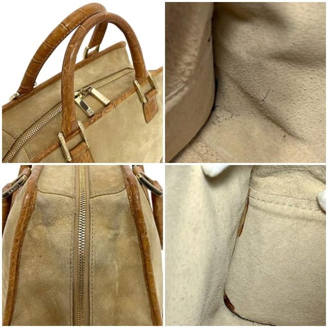 ロエベ ハンドバッグ アマソナ 28 ベージュ ブラウン 美品 スエード レザー クロコ型押し 中古 LOEWE 自立 茶色 ファスナー ヴィンテージ 大容量 ロゴ 刻印 レディース メンズ 定番 人気 男女兼用 ファスナー開閉 シンプル