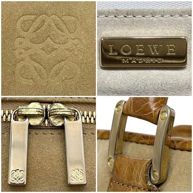 ロエベ ハンドバッグ アマソナ 28 ベージュ ブラウン 美品 スエード レザー クロコ型押し 中古 LOEWE 自立 茶色 ファスナー ヴィンテージ 大容量 ロゴ 刻印 レディース メンズ 定番 人気 男女兼用 ファスナー開閉 シンプル