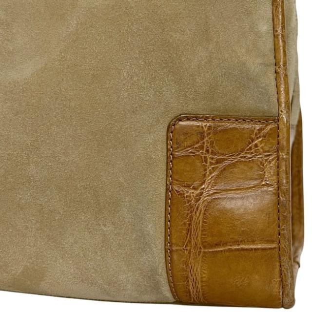 ロエベ ハンドバッグ アマソナ 28 ベージュ ブラウン 美品 スエード レザー クロコ型押し 中古 LOEWE 自立 茶色 ファスナー ヴィンテージ 大容量 ロゴ 刻印 レディース メンズ 定番 人気 男女兼用 ファスナー開閉 シンプル