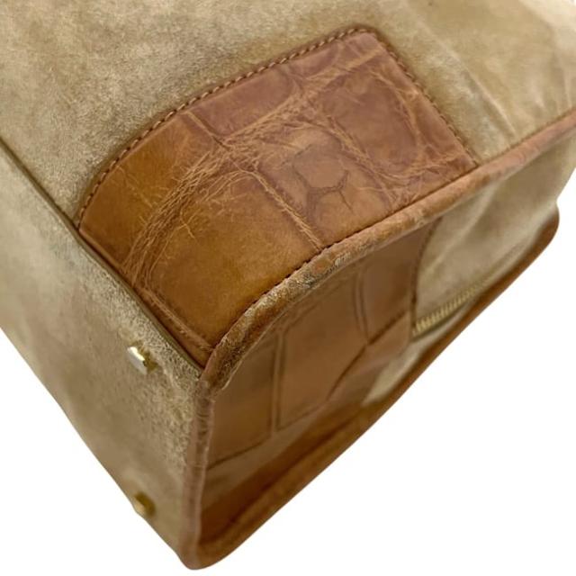 ロエベ ハンドバッグ アマソナ 28 ベージュ ブラウン 美品 スエード レザー クロコ型押し 中古 LOEWE 自立 茶色 ファスナー ヴィンテージ 大容量 ロゴ 刻印 レディース メンズ 定番 人気 男女兼用 ファスナー開閉 シンプル