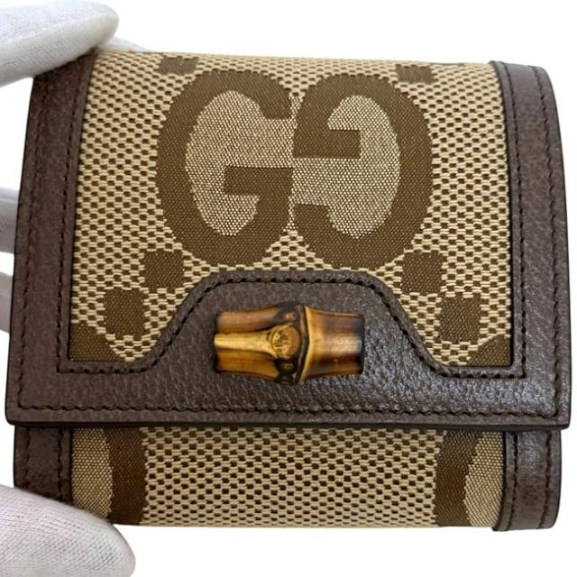 グッチ 二つ折り 財布 ダイアナコンパクト ベージュ ブラウン ジャンボ