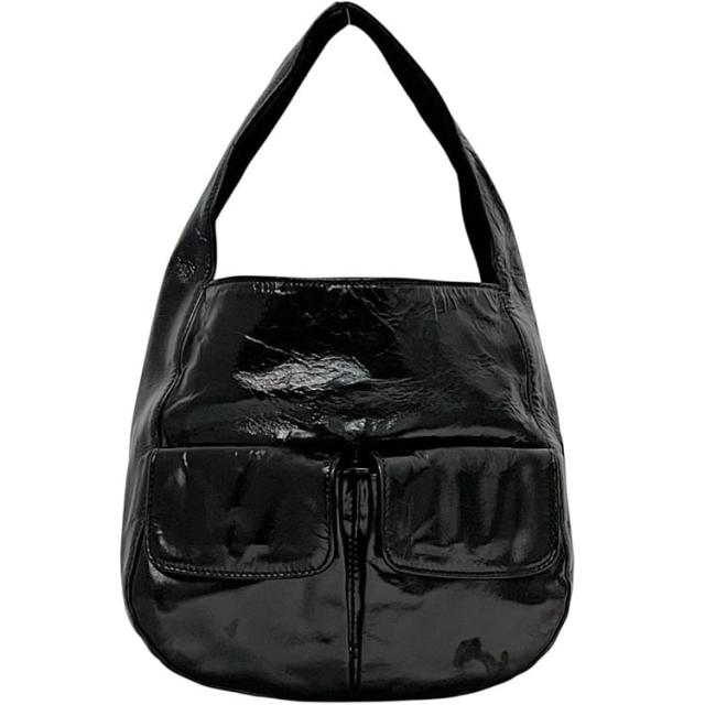 プラダ ハンドバッグ ブラック NERO VERNI CE SPORT B6026 ミニバッグ パテント 中古 51 PRADA トートバッグ 黒 セミショルダー レア ヴィンテージ シンプル トート コーティングレザー 人気