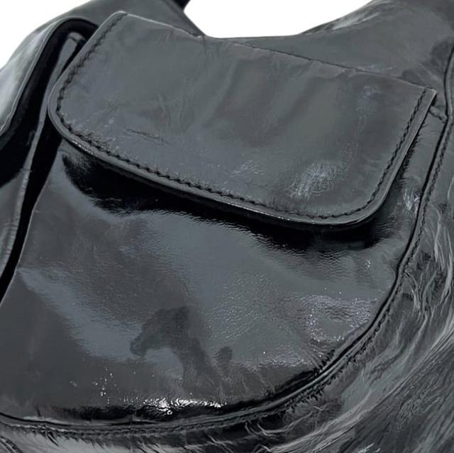 プラダ ハンドバッグ ブラック NERO VERNI CE SPORT B6026 ミニバッグ パテント 中古 51 PRADA トートバッグ 黒 セミショルダー レア ヴィンテージ シンプル トート コーティングレザー 人気_3