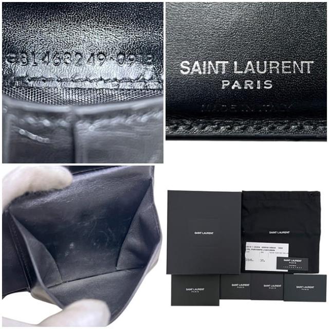 サンローラン 二つ折り 財布 ブラック GBL463249 0918 美品 YSL レザー