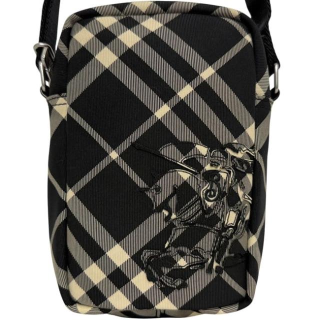 バーバリー ショルダーバッグ ブラック クラシックチェック 8097636 未使用 美品 キャンバス レザー Sランク BURBERRY クロスボディ 黒 ミニバッグ ファスナー チェック柄 ロゴワッペン スマホショルダー ポシェット_2