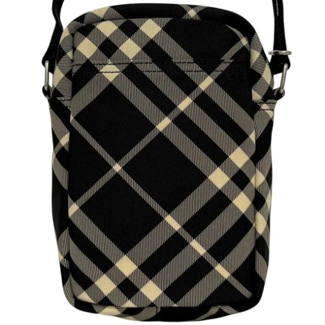 バーバリー ショルダーバッグ ブラック クラシックチェック 8097636 未使用 美品 キャンバス レザー Sランク BURBERRY クロスボディ 黒 ミニバッグ ファスナー チェック柄 ロゴワッペン スマホショルダー ポシェット_4