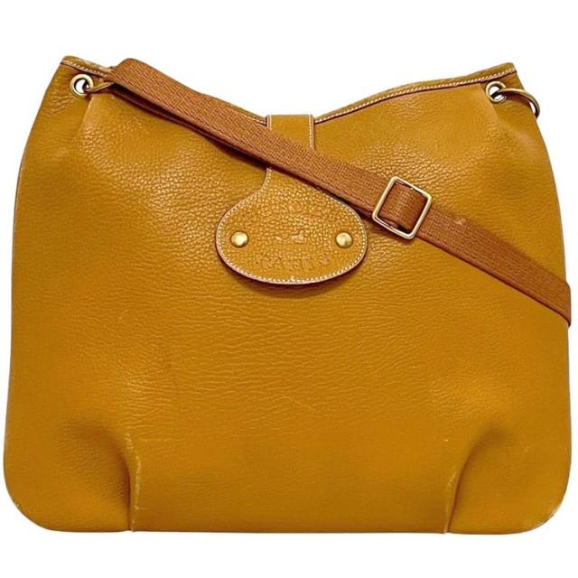 エルメス ショルダーバッグ ロデオ キャメルブラウン ゴールド 美品 レザー アルデンヌ 中古 ○Ｐ刻印 HERMES クロスボディ 斜め掛け ロゴ ギャザー レディース メンズ 男女兼用 シンプル ヴィンテージ ショルダー 革バッグ
