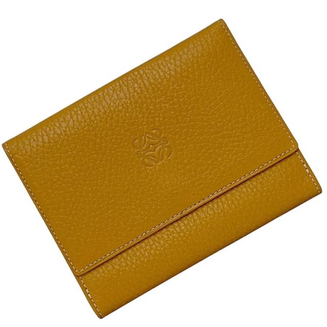 ロエベ Ｗホック 二つ折り 財布 キャメル ブラウン アナグラム 美品 レザー 中古 LOEWE ワンポイント ロゴ ホック シンプル ダブルホック メンズ レディース 男女兼用 シンプル 定番 人気 ロゴ刻印 ヴィンテージ ブランド