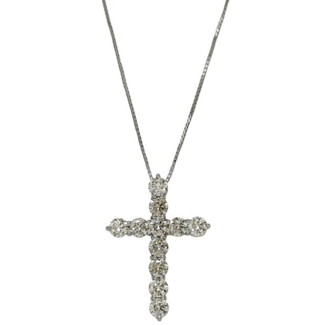 ダイヤクロス ネックレス 美品 Pt850 Pt950 プラチナ ダイヤモンド 中古 ダイヤ クロス 1ct 宝石 長さ調節可 アジャスター付 天然ダイヤモンド 1カラット 保存箱付き メンズ レディース 男女兼用 〜44cm迄 貴金属