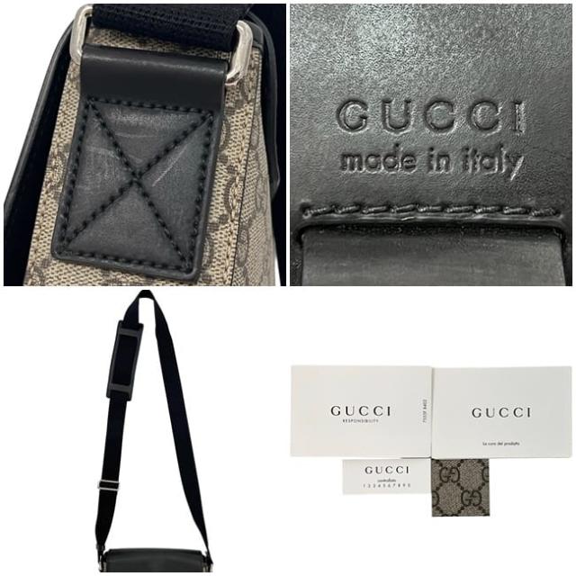 グッチ ショルダーバッグ ブラック ベージュ GGスプリーム 473877 美品 GGスプリームキャンバス レザー 中古 213048 GUCCI フラップ GG メンズ クロスボディ 斜め掛け 縦長 メンズ レディース 男女兼用 定番_9