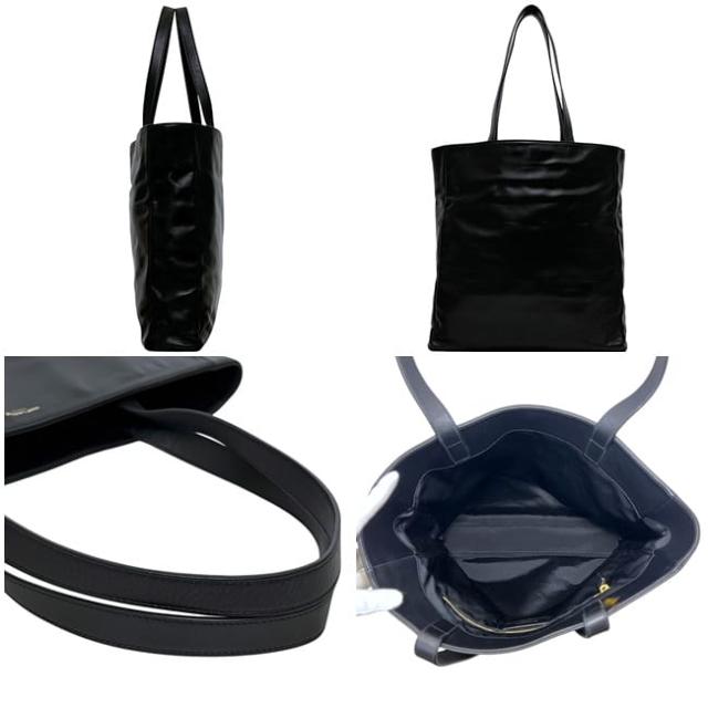 サンローラン トートバッグ ヴォーリセ リバーシブルトート ブラック 320899 美品 レザー 中古 203419 SAINT LAURENT PARIS レザートート 黒 シンプル ワンポイント ロゴ 本革 肩掛け 軽い メンズ_1