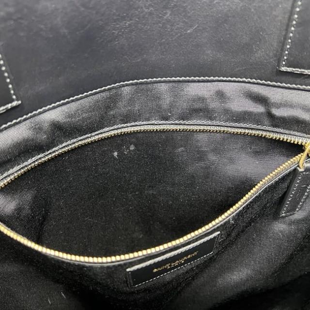 サンローラン トートバッグ ヴォーリセ リバーシブルトート ブラック 320899 美品 レザー 中古 203419 SAINT LAURENT PARIS レザートート 黒 シンプル ワンポイント ロゴ 本革 肩掛け 軽い メンズ_4