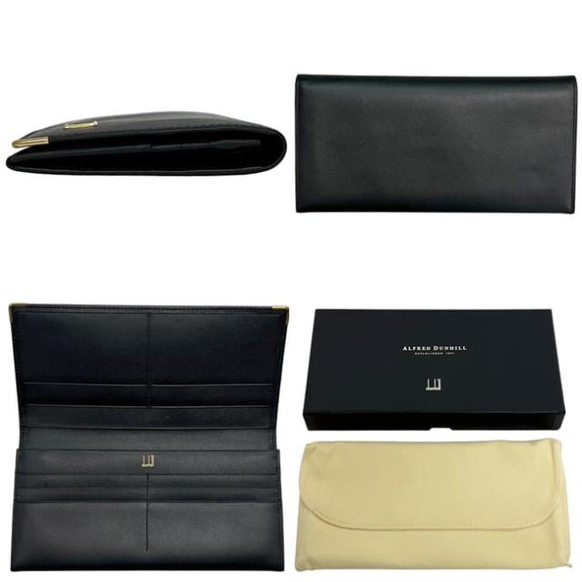 ダンヒル 二つ折り 長財布 ブラック サッチェル 財布 美品 レザー 中古 dunhill ワンポイント ロゴ 金具 箱付き カーフレザー 黒 ゴールド金具 メンズ 男性 定番 人気 シンプル 本革 革財布 ヴィンテージ ロゴ金具 ダンヒル 二つ折り 長財布 ブラック サッチェル 財布 美品 レザー 中古