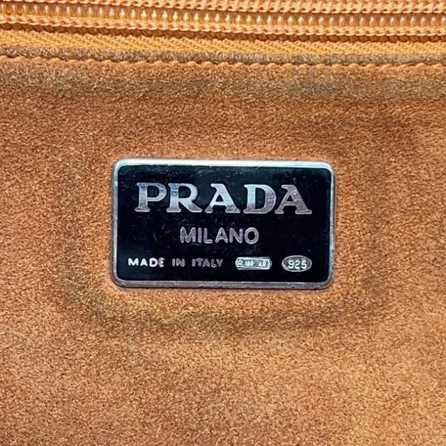 プラダ トートバッグ オレンジ カットロゴ レザー 中古 PRADA ハンドバッグ ロゴ カッティング 本革 レディース メンズ 男女兼用 革トート シンプル ヴィンテージ ロゴマーク 定番 人気 普段使い ワンカラー カジュアル 軽い_3
