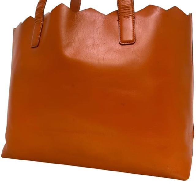 プラダ トートバッグ オレンジ カットロゴ レザー 中古 PRADA ハンドバッグ ロゴ カッティング 本革 レディース メンズ 男女兼用 革トート シンプル ヴィンテージ ロゴマーク 定番 人気 普段使い ワンカラー カジュアル 軽い_7
