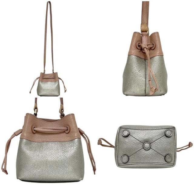 ミュウミュウ 巾着 ショルダーバッグ ピンク シルバー マドラス 美品 レザー 中古 53 miu miu クロスボディ 銀 斜め掛け 巾着バッグ ミニショルダー レディース 女性 定番 人気 バイカラー ミニバッグ ヴィンテージ_1