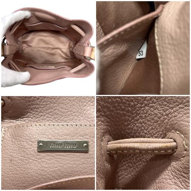 ミュウミュウ 巾着 ショルダーバッグ ピンク シルバー マドラス 美品 レザー 中古 53 miu miu クロスボディ 銀 斜め掛け 巾着バッグ ミニショルダー レディース 女性 定番 人気 バイカラー ミニバッグ ヴィンテージ_4