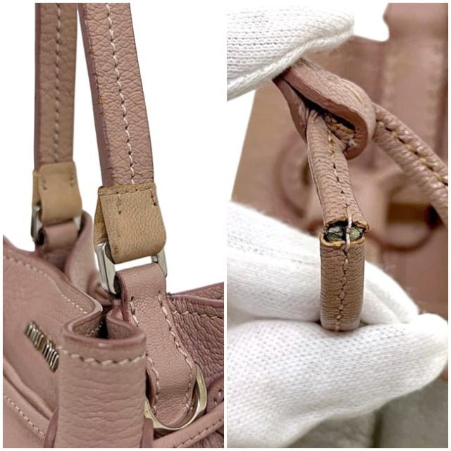 ミュウミュウ 巾着 ショルダーバッグ ピンク シルバー マドラス 美品 レザー 中古 53 miu miu クロスボディ 銀 斜め掛け 巾着バッグ ミニショルダー レディース 女性 定番 人気 バイカラー ミニバッグ ヴィンテージ_6
