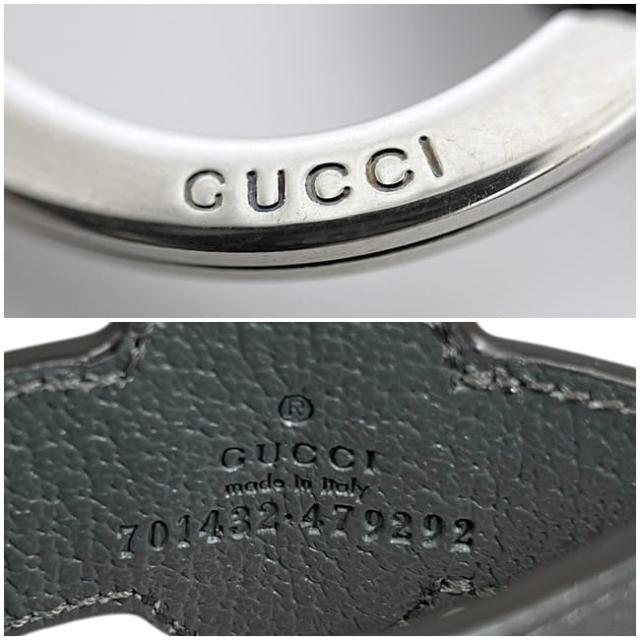 グッチ キーリング ブラック グレー インターロッキング 701432 美品 PVC レザー 中古 479292 GUCCI GG 黒 鍵 ホルダー チャーム キーホルダー バッグチャーム 箱付き ロゴ シンプル 定番 人気 メンズ_6