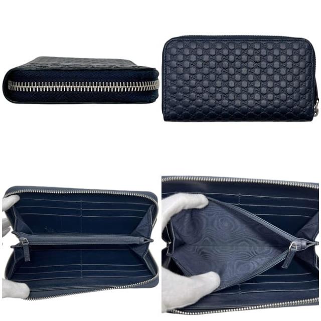 GUCCI グッチ ケース GG シマ ラウンドファスナー ネイビー グッチ ラウンドファスナー 長財布 ネイビー マイクロ シマ 544473
