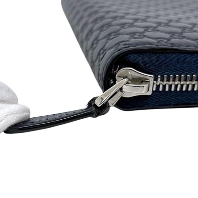グッチ ラウンドファスナー 長財布 ネイビー マイクロ シマ 544473 財布 美品 レザー 中古 2149 GUCCI GG ロゴ 総柄 ファスナー ロング ウォレット 紺色 メンズ レディース 男女兼用 シンプル 定番 人気_6