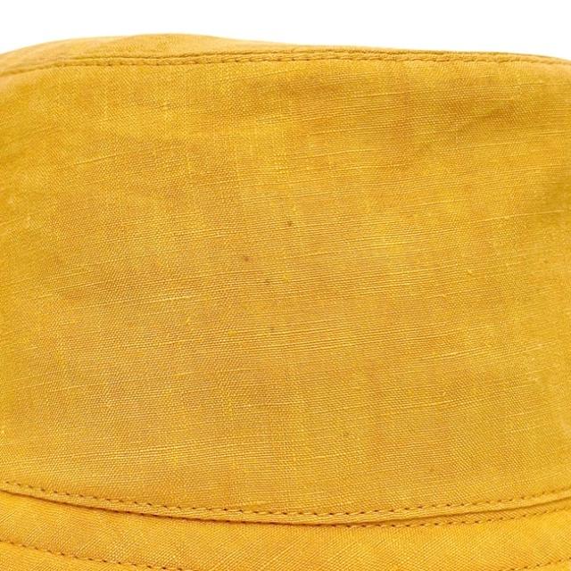 エルメス バケットハット オレンジイエロー 美品 クリーニング済み リネン 中古 HERMES 帽子 バケハ アパレル H ロゴ 刺繍 箱付き レディース メンズ 男女兼用 シンプル ヴィンテージ 刺繍ロゴ 黄色 ワンポイント ブランド