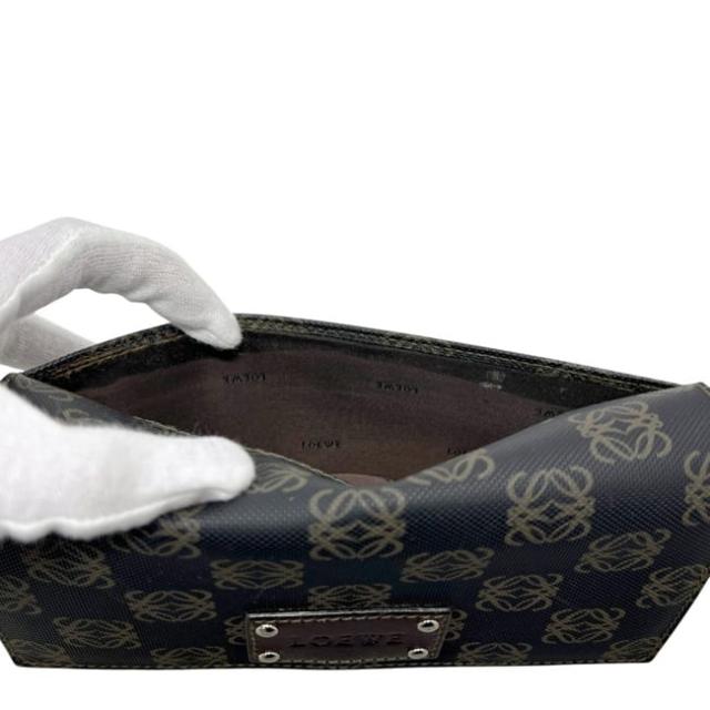 ロエベ 二つ折り 長財布 ダークグレー アナグラム 168 80 966 美品 財布 PVC レザー 中古 LOEWE ロゴ 総柄 ホック ロング ウォレット 小銭入れ有 ヴィンテージ レディース メンズ男女兼用 定番 人気 シンプル_3