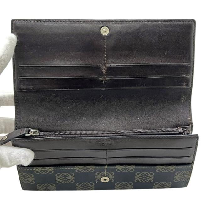 ロエベ 二つ折り 長財布 ダークグレー アナグラム 168 80 966 美品 財布 PVC レザー 中古 LOEWE ロゴ 総柄 ホック ロング ウォレット 小銭入れ有 ヴィンテージ レディース メンズ男女兼用 定番 人気 シンプル_4