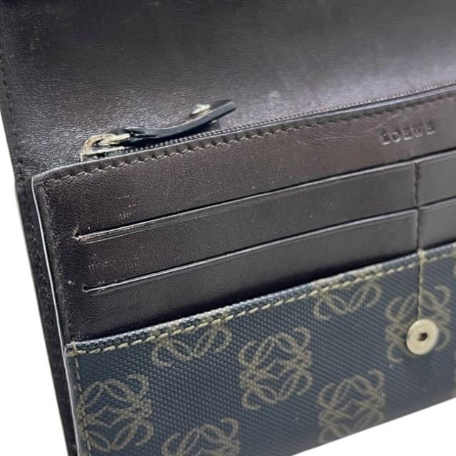 ロエベ 二つ折り 長財布 ダークグレー アナグラム 168 80 966 美品 財布 PVC レザー 中古 LOEWE ロゴ 総柄 ホック ロング ウォレット 小銭入れ有 ヴィンテージ レディース メンズ男女兼用 定番 人気 シンプル_5